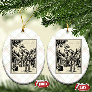 Funny Medieval Knight Boop Black Cat Ceramic Ornament Renaissance Fantasy Cat Lover TS12 Print Your Wear