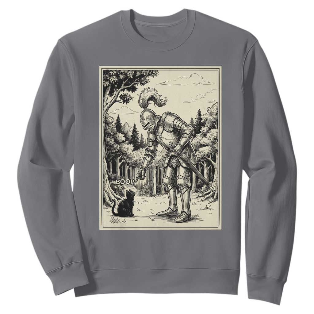 Funny Medieval Knight Boop Black Cat Sweatshirt Renaissance Fantasy Cat Lover TS12 Charcoal Print Your Wear