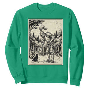 Funny Medieval Knight Boop Black Cat Sweatshirt Renaissance Fantasy Cat Lover TS12 Irish Green Print Your Wear