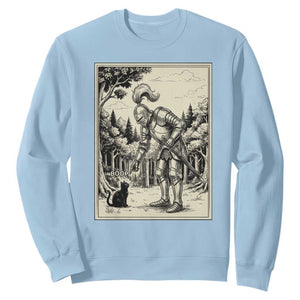 Funny Medieval Knight Boop Black Cat Sweatshirt Renaissance Fantasy Cat Lover TS12 Light Blue Print Your Wear