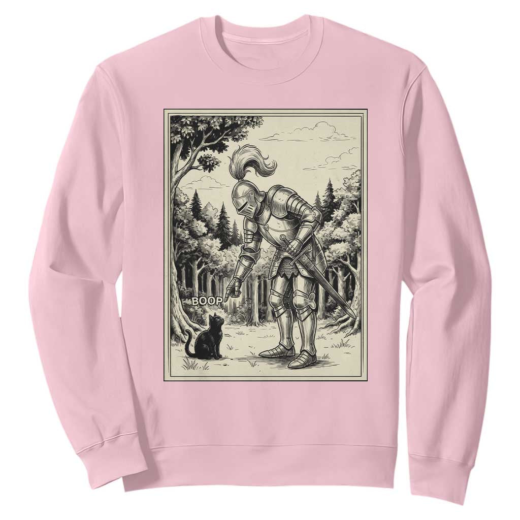 Funny Medieval Knight Boop Black Cat Sweatshirt Renaissance Fantasy Cat Lover TS12 Light Pink Print Your Wear