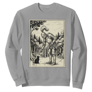 Funny Medieval Knight Boop Black Cat Sweatshirt Renaissance Fantasy Cat Lover TS12 Sport Gray Print Your Wear