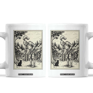 Funny Medieval Knight Boop Black Cat Coffee Mug Renaissance Fantasy Cat Lover TS12 White Print Your Wear