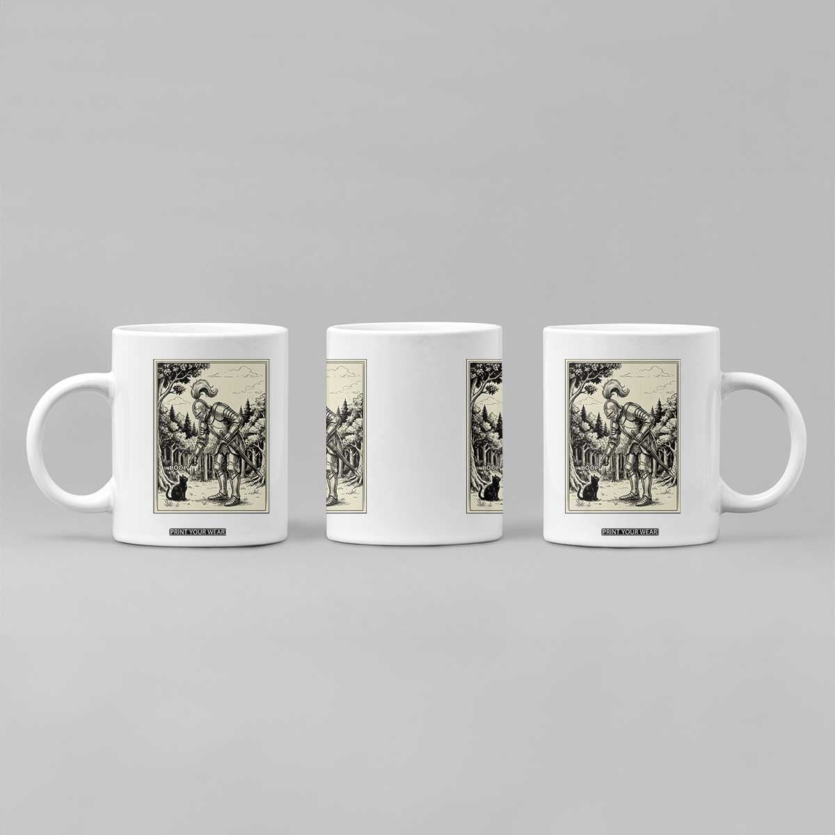 Funny Medieval Knight Boop Black Cat Coffee Mug Renaissance Fantasy Cat Lover TS12 Print Your Wear
