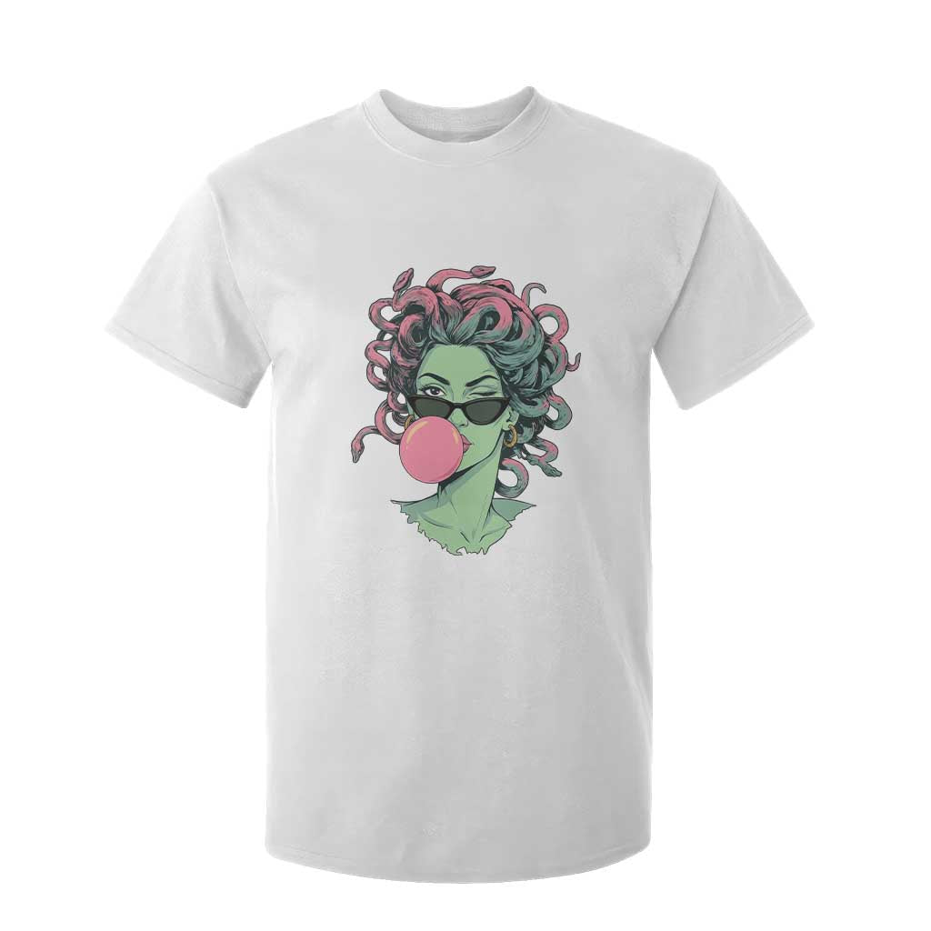 Winking Medusa In Sunglasses Blowing Bubble Gum T Shirt For Kid Funny Greek Mythology Pop Art TS12 White Print Your Wear