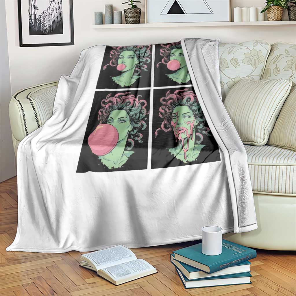 Funny Medusa Blowing Bubble Gum Throw Blanket Greek Mythology Pop Art Gift TS12 Print Your Wear