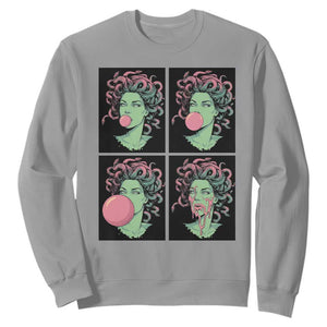 Funny Medusa Blowing Bubble Gum Sweatshirt Greek Mythology Pop Art Gift TS12 Sport Gray Print Your Wear