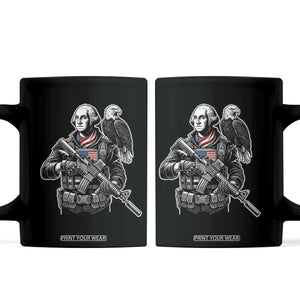 George Washington Tactical Soldier Coffee Mug Military Patriot Bald Eagle USA Flag Gift TS12 Black Print Your Wear