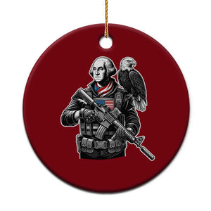 George Washington Tactical Soldier Ceramic Ornament Military Patriot Bald Eagle USA Flag Gift TS12 1pc Red Print Your Wear