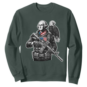 George Washington Tactical Soldier Sweatshirt Military Patriot Bald Eagle USA Flag Gift TS12 Dark Forest Green Print Your Wear