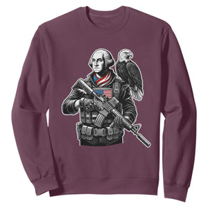 George Washington Tactical Soldier Sweatshirt Military Patriot Bald Eagle USA Flag Gift TS12 Maroon Print Your Wear