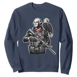 George Washington Tactical Soldier Sweatshirt Military Patriot Bald Eagle USA Flag Gift TS12 Navy Print Your Wear