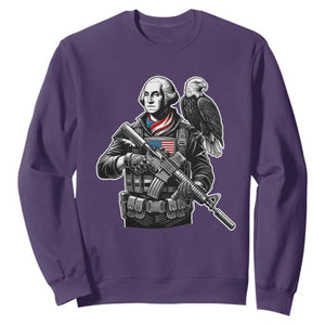George Washington Tactical Soldier Sweatshirt Military Patriot Bald Eagle USA Flag Gift TS12 Purple Print Your Wear
