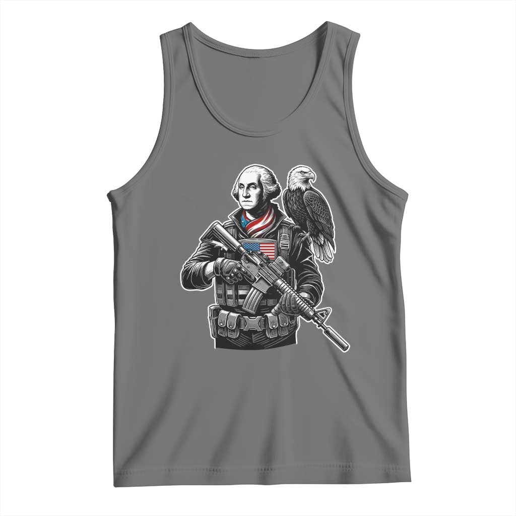 George Washington Tactical Soldier Tank Top Military Patriot Bald Eagle USA Flag Gift TS12 Black Heather Print Your Wear
