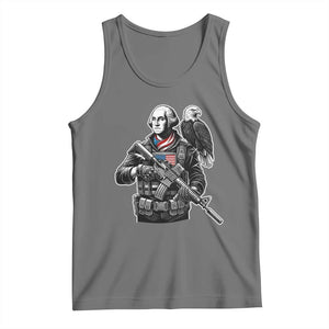 George Washington Tactical Soldier Tank Top Military Patriot Bald Eagle USA Flag Gift TS12 Black Heather Print Your Wear