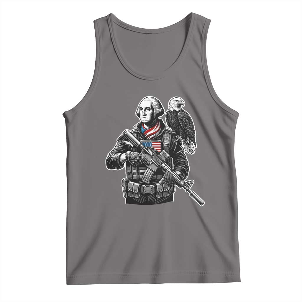 George Washington Tactical Soldier Tank Top Military Patriot Bald Eagle USA Flag Gift TS12 Deep Heather Print Your Wear