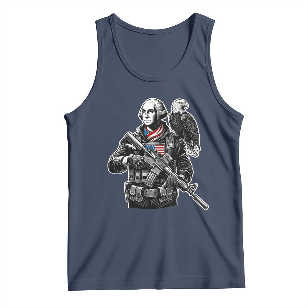 George Washington Tactical Soldier Tank Top Military Patriot Bald Eagle USA Flag Gift TS12 Navy Print Your Wear