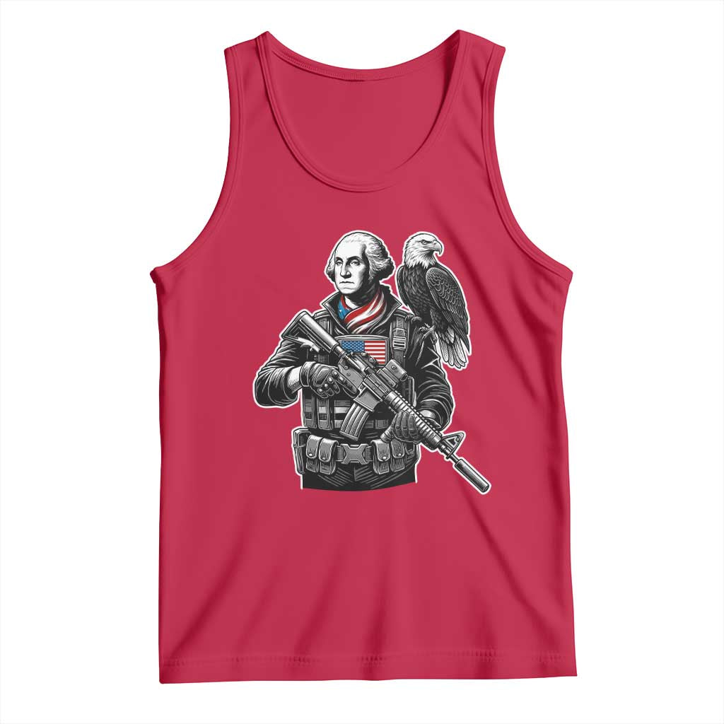 George Washington Tactical Soldier Tank Top Military Patriot Bald Eagle USA Flag Gift TS12 Red Print Your Wear