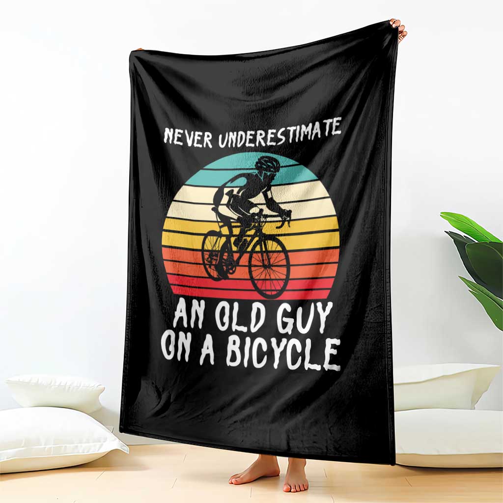 Never Underestimate An Old Guy On A Bicycle Throw Blanket Cycling Lover Gift TS12 Print Your Wear