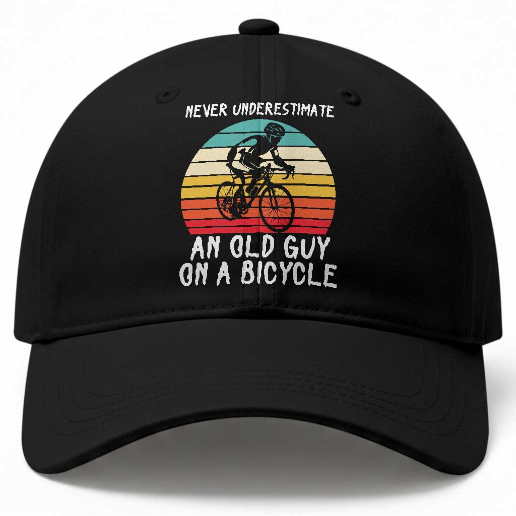 Never Underestimate An Old Guy On A Bicycle Baseball Cap Cycling Lover Gift TS12 Print Your Wear