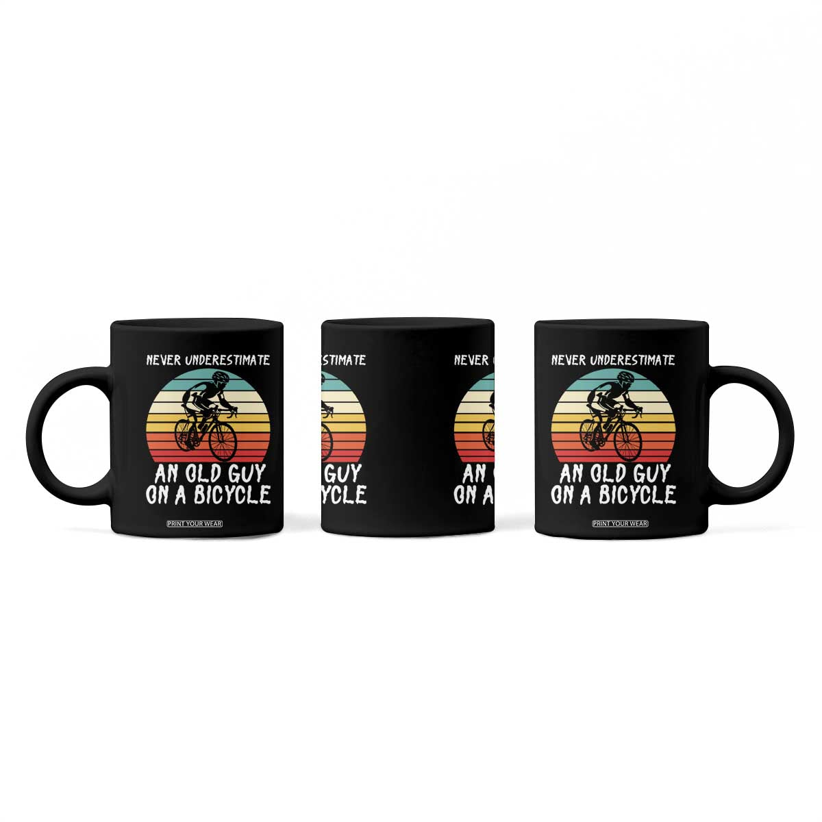 Never Underestimate An Old Guy On A Bicycle Coffee Mug Cycling Lover Gift TS12 Print Your Wear