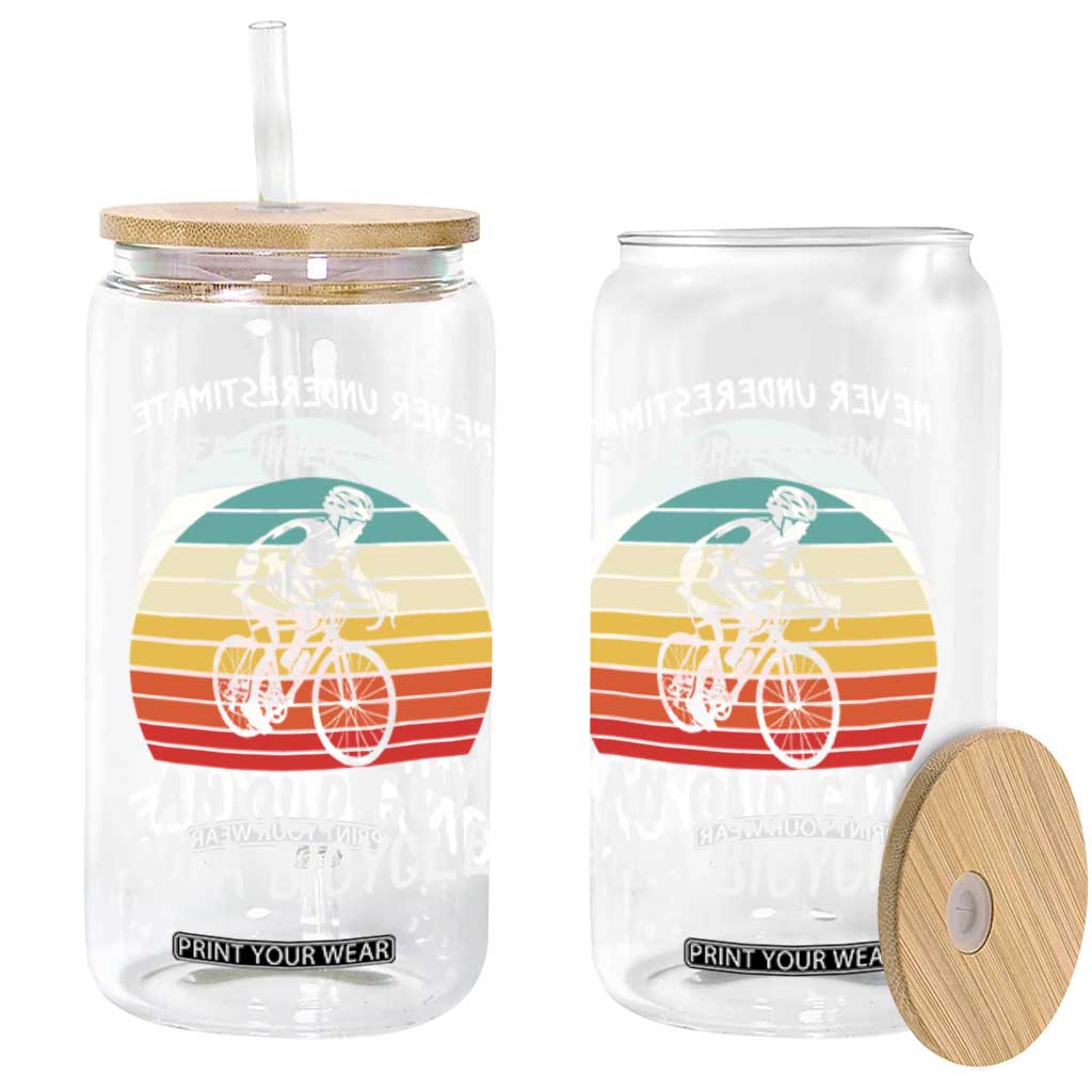 Never Underestimate An Old Guy On A Bicycle Glass Can Cycling Lover Gift TS12 Print Your Wear