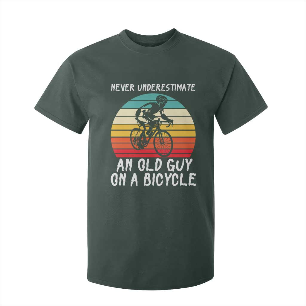 Never Underestimate An Old Guy On A Bicycle T Shirt For Kid Cycling Lover Gift TS12 Dark Forest Green Print Your Wear