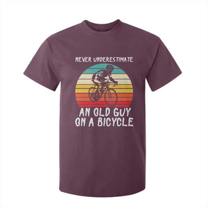 Never Underestimate An Old Guy On A Bicycle T Shirt For Kid Cycling Lover Gift TS12 Maroon Print Your Wear