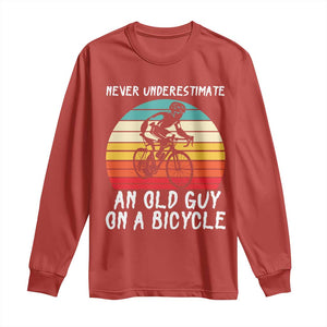 Never Underestimate An Old Guy On A Bicycle Long Sleeve Shirt Cycling Lover Gift TS12 Red Print Your Wear