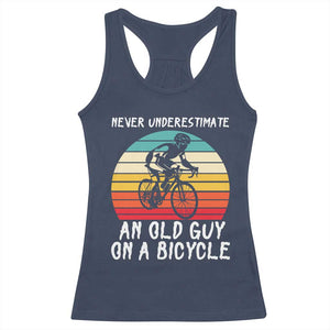 Never Underestimate An Old Guy On A Bicycle Racerback Tank Top Cycling Lover Gift TS12 Navy Print Your Wear
