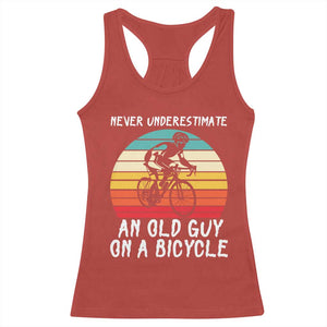 Never Underestimate An Old Guy On A Bicycle Racerback Tank Top Cycling Lover Gift TS12 Red Print Your Wear