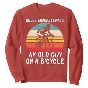 Never Underestimate An Old Guy On A Bicycle Sweatshirt Cycling Lover Gift TS12 Red Print Your Wear