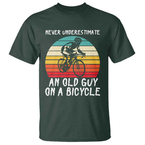 Never Underestimate An Old Guy On A Bicycle T Shirt Cycling Lover Gift TS12 Dark Forest Green Print Your Wear