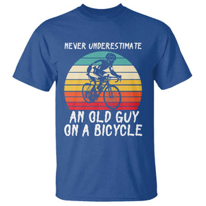 Never Underestimate An Old Guy On A Bicycle T Shirt Cycling Lover Gift TS12 Royal Blue Print Your Wear