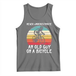 Never Underestimate An Old Guy On A Bicycle Tank Top Cycling Lover Gift TS12 Black Heather Print Your Wear