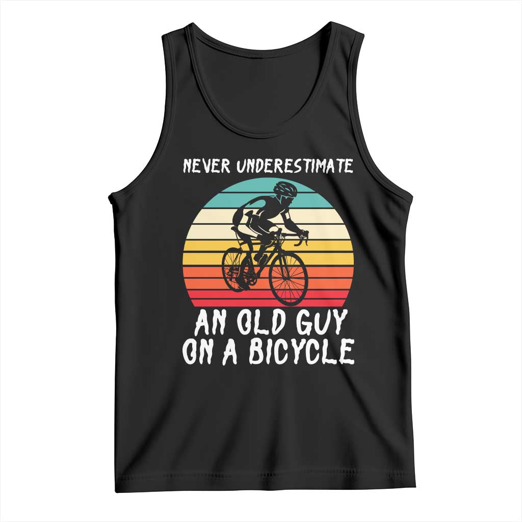 Never Underestimate An Old Guy On A Bicycle Tank Top Cycling Lover Gift TS12 Black Print Your Wear