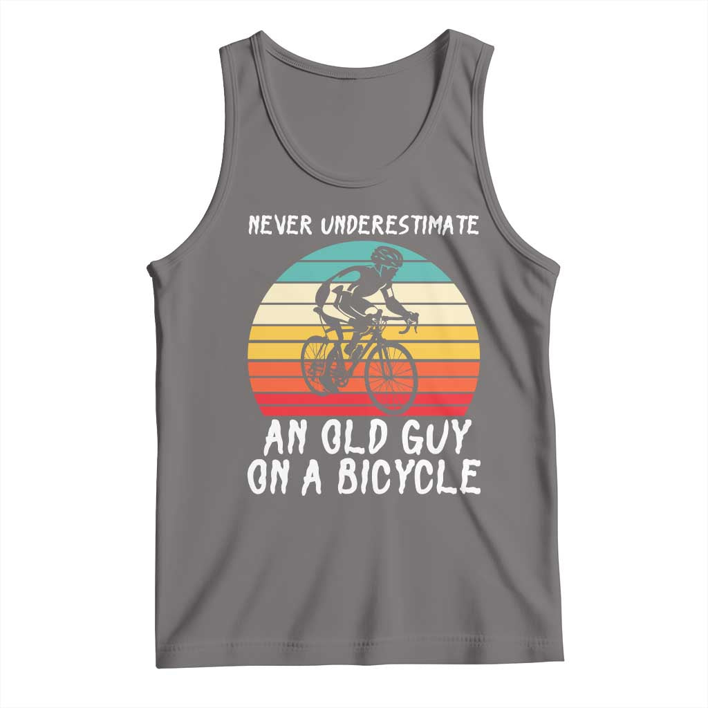 Never Underestimate An Old Guy On A Bicycle Tank Top Cycling Lover Gift TS12 Deep Heather Print Your Wear