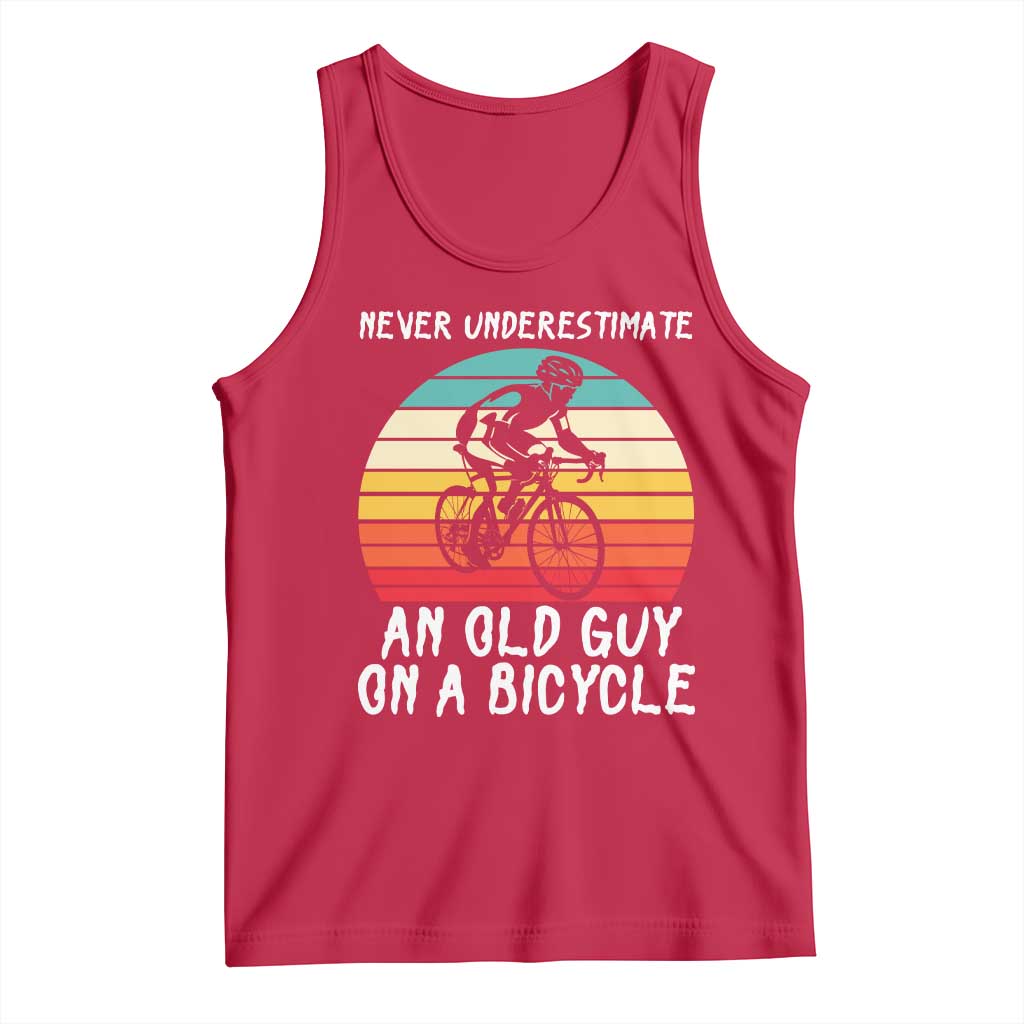 Never Underestimate An Old Guy On A Bicycle Tank Top Cycling Lover Gift TS12 Red Print Your Wear