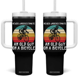 Never Underestimate An Old Guy On A Bicycle Tumbler With Handle Cycling Lover Gift TS12 One Size: 40 oz Black Print Your Wear