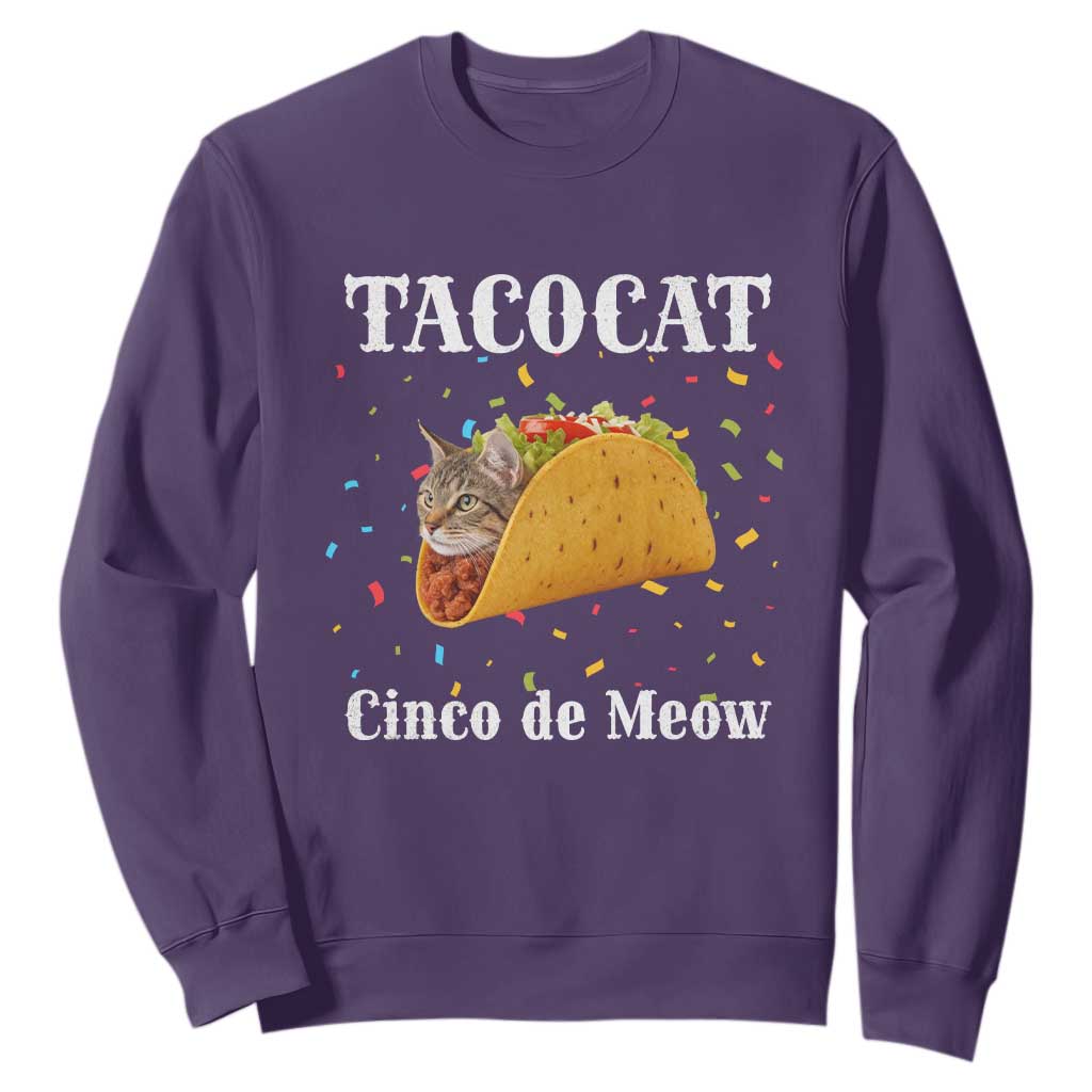 Funny Taco Cat Cinco De Meow Sweatshirt Mexican Food Lover Gift TS12 Purple Print Your Wear