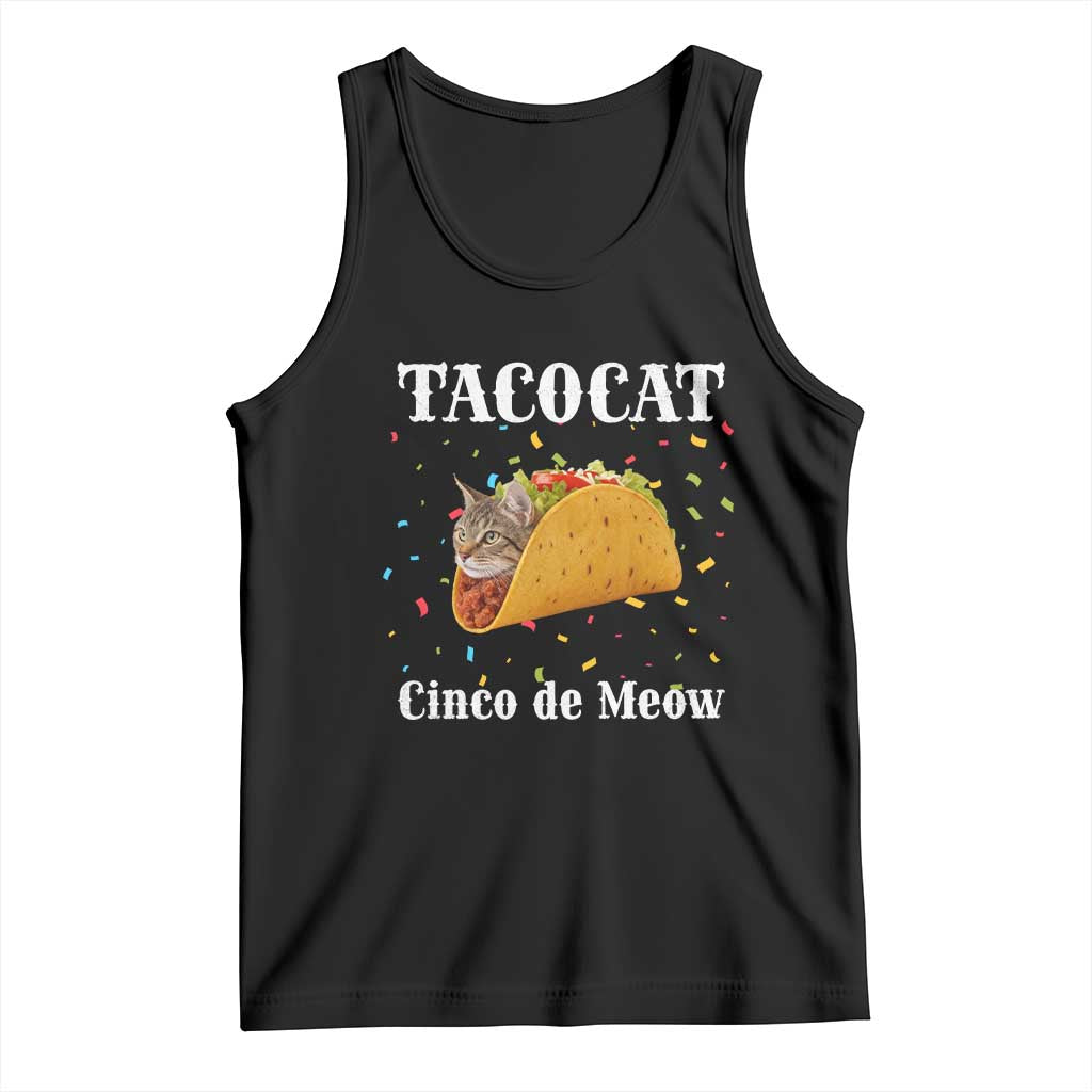 Funny Taco Cat Cinco De Meow Tank Top Mexican Food Lover Gift TS12 Black Print Your Wear