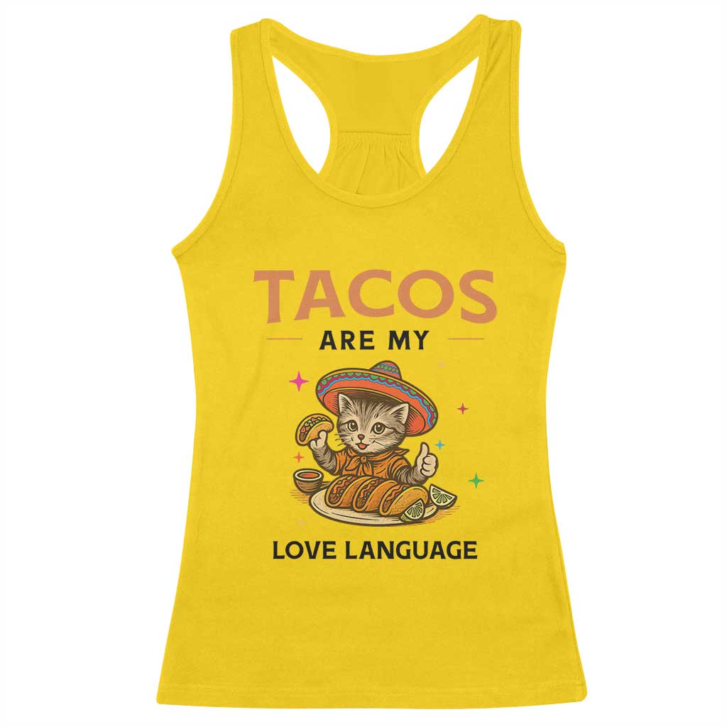 Tacos Are My Love Language Racerback Tank Top Funny Cat Eating Taco TS12 Daisy Print Your Wear