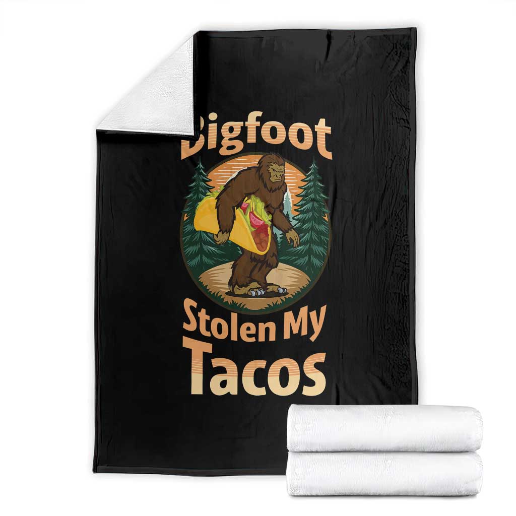 Funny Bigfoot Stole My Tacos Throw Blanket Sasquatch Taco Lover TS12 Black Print Your Wear