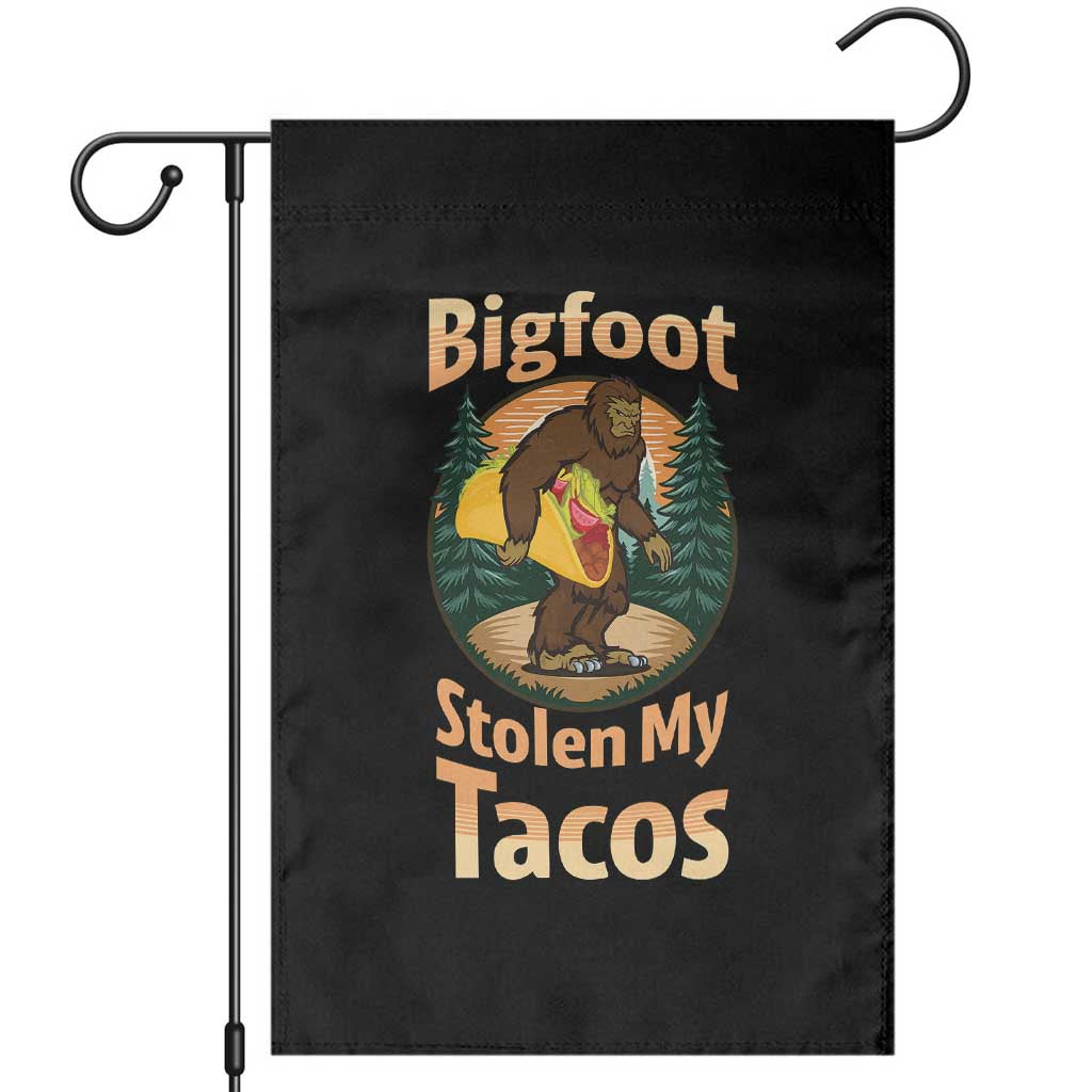 Funny Bigfoot Stole My Tacos Garden Flag Sasquatch Taco Lover TS12 Black Print Your Wear