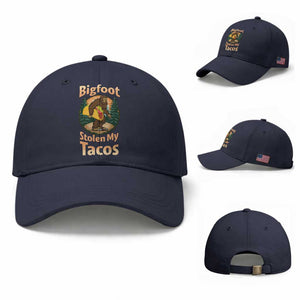 Funny Bigfoot Stole My Tacos Baseball Cap Sasquatch Taco Lover TS12 Baseball Cap Universal Fit Navy Print Your Wear