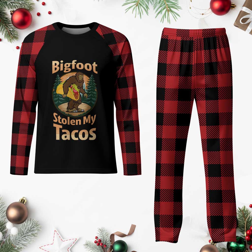 Funny Bigfoot Stole My Tacos Plaid Pajama Set Sasquatch Taco Lover TS12 Buffalo Plaid Print Your Wear