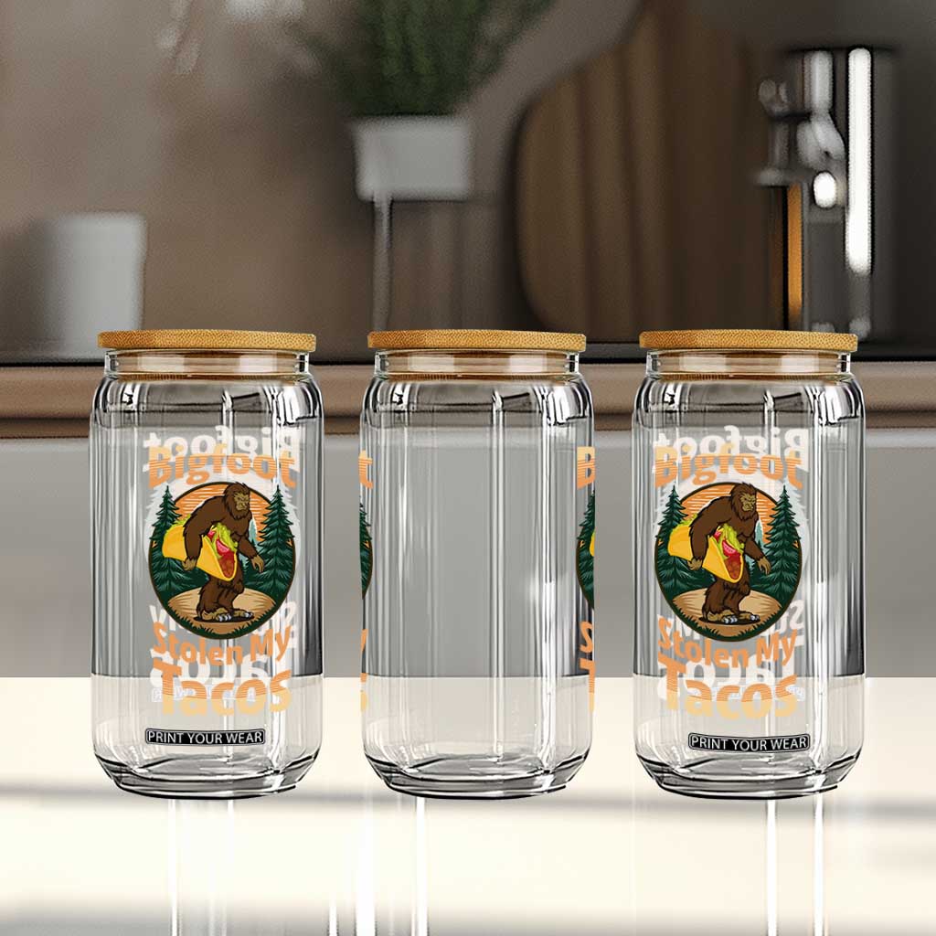 Funny Bigfoot Stole My Tacos Glass Can Sasquatch Taco Lover TS12 Print Your Wear