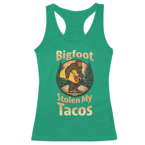 Funny Bigfoot Stole My Tacos Racerback Tank Top Sasquatch Taco Lover TS12 Irish Green Print Your Wear