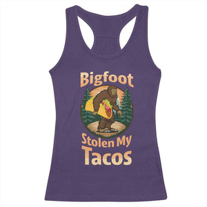 Funny Bigfoot Stole My Tacos Racerback Tank Top Sasquatch Taco Lover TS12 Purple Print Your Wear