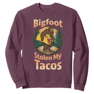 Funny Bigfoot Stole My Tacos Sweatshirt Sasquatch Taco Lover TS12 Maroon Print Your Wear